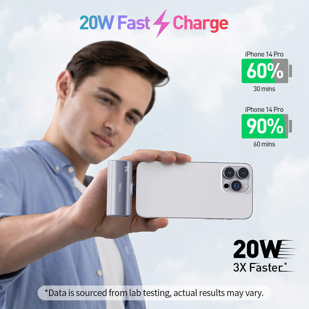 แบตเตอรี่สำรอง IWALK LINKPODX 5000 MAH สี SILVER เปลี่ยนหัวชาร์จได้ทั้ง LIGHTNING และ TYPEC_5